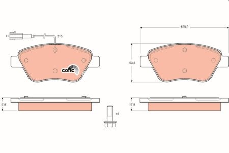 Set plăcuțe frână TRW, față, pentru: ALFA ROMEO MITO; CITROEN NEMO, NEMO/MINIVAN; FIAT 500, 500 C, BRAVO II, DOBLO, FIORINO/MINIVAN, GRANDE PUNTO, LINEA, PANDA, QUBO, SIENA, STILO 1.2-1.6 11.00-