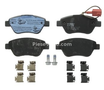 Set plăcuțe frână TRW, față (cu accesorii; cu șuruburi de ghidare etrier frână), pentru: ALFA ROMEO MITO; FIAT 500, 500 C, FIORINO/MINIVAN, GRANDE PUNTO, LINEA, PANDA 0.9-1.4LPG 06.05-