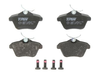 Set plăcuțe frână TRW, spate, (cu accesorii; cu șuruburi de ghidare etrier frână), pentru: ALFA ROMEO 156, 164, 166; LANCIA KAPPA 1.6-3.2 09.92-06.07
