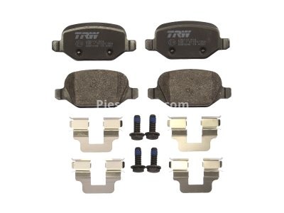 Set plăcuțe frână TRW, spate, (cu accesorii; cu șuruburi de ghidare etrier frână), pentru: ALFA ROMEO 156, GT 1.8-3.2 03.02-09.10