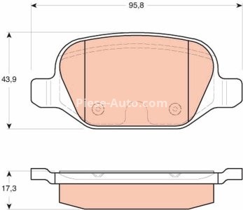 Set plăcuțe frână TRW, spate, (cu accesorii; cu șuruburi de ghidare etrier frână), pentru: ALFA ROMEO 156, GT 1.8-3.2 03.02-09.10
