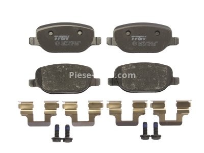 Set plăcuțe frână TRW, spate, (cu accesorii; cu șuruburi de ghidare etrier frână), pentru: ALFA ROMEO 159, BRERA, SPIDER; LANCIA DELTA III, THESIS 1.8-3.2 07.02-08.14