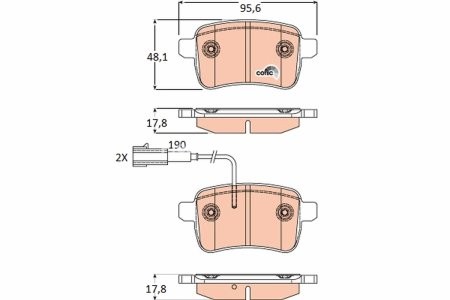 Set plăcuțe frână TRW, spate, (cu accesorii; cu șuruburi de ghidare etrier frână), pentru: ALFA ROMEO GIULIETTA, GIULIETTA/HATCHBACK 1.4-2.0D 04.10-12.20
