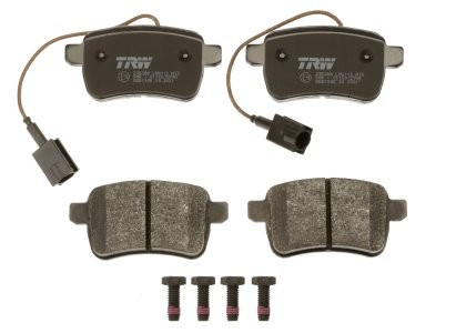 Set plăcuțe frână TRW, spate, (cu accesorii; cu șuruburi de ghidare etrier frână), pentru: ALFA ROMEO GIULIETTA, GIULIETTA/HATCHBACK 1.4-2.0D 04.10-12.20 3