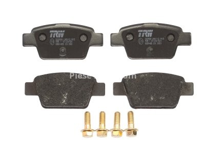 Set plăcuțe frână TRW, spate, (cu accesorii; cu șuruburi de ghidare etrier frână), pentru: ALFA ROMEO MITO; FIAT BRAVO II, LINEA, MULTIPLA, STILO; LANCIA DELTA III 1.2-2.4 04.99-