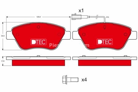 Set plăcuțe frână TRW, din ceramică, față, pentru: ALFA ROMEO MITO; CITROEN NEMO, NEMO/MINIVAN; FIAT 500, 500 C, BRAVO II, DOBLO, FIORINO/MINIVAN, GRANDE PUNTO, LINEA, PANDA, QUBO 1.2-1.6 10.01-