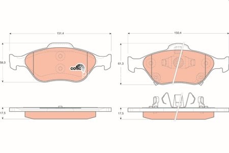 Set plăcuțe frână TRW, față, pentru: DAIHATSU CHARADE VIII; GREAT WALL VOLEEX C20R; TOYOTA VERSO S, YARIS, YARIS/HATCHBACK 1.0-1.5H 08.05-