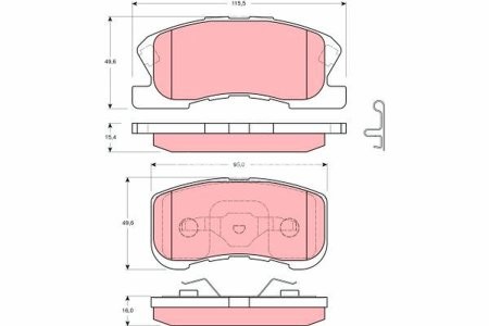 Set plăcuțe frână TRW, față (cu suplimente), pentru: DAIHATSU MOVE, SIRION, YRV; MITSUBISHI L200; TOYOTA DUET 1.0/1.3/2.8D 04.98- 3