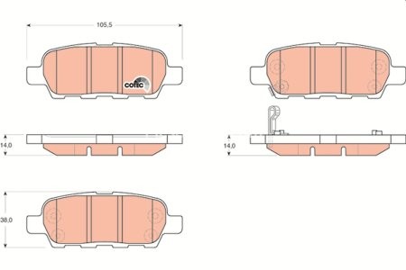 Set plăcuțe frână TRW, spate, pentru: INFINITI EX, FX, G, M, M37, M45, Q50, Q60, Q70, QX50 I; NISSAN 350Z, ALTIMA, CUBE, JUKE, MAXIMA, MAXIMA / MAXIMA QX V, MAXIMA VI, MURANO I 1.5D-5.6 06.01-