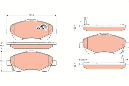 Set plăcuțe frână TRW, față, pentru: LOTUS EXIGE; TOYOTA AVENSIS, COROLLA VERSO 1.6-2.4 09.01-03.09