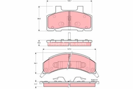 Set plăcuțe frână TRW, față, pentru: BUICK CENTURY, ELECTRA, LESABRE; CADILLAC ELDORADO; CHEVROLET CELEBRITY, LUMINA APV; PONTIAC BONNEVILLE, TRANS SPORT 2.2-4.5 09.81-02.05