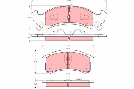 Set plăcuțe frână TRW, față, pentru: BUICK LESABRE, PARK AVENUE, RIVIERA; CADILLAC ALLANTE, DEVILLE, ELDORADO, FLEETWOOD, SEVILLE, SEVILLE II; CHEVROLET CAMARO, LUMINA APV 2.3-5.7 10.85-09.04