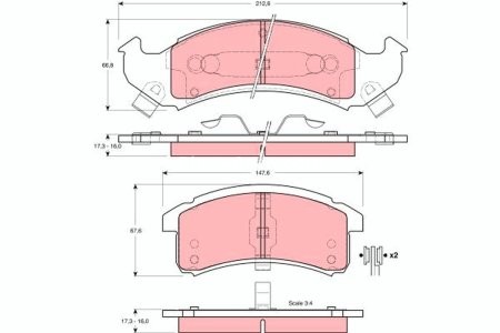 Set plăcuțe frână TRW, față, pentru: BUICK LESABRE, PARK AVENUE, RIVIERA; CADILLAC DEVILLE, ELDORADO, SEVILLE; CHEVROLET CAMARO, LUMINA APV; PONTIAC BONNEVILLE, FIREBIRD 2.3-5.7 07.89-