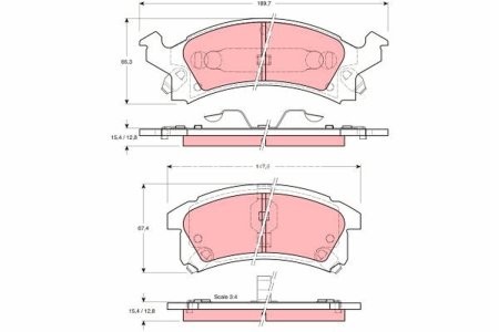 Set plăcuțe frână TRW, față, pentru: BUICK SKYLARK; CHEVROLET BERETTA, CAVALIER, CORSICA; PONTIAC GRAND AM, SUNFIRE 2.0-3.3 02.87-10.02