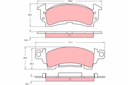 Set plăcuțe frână TRW, față / spate, pentru: BUICK CENTURY, ELECTRA, LESABRE, ROADMASTER; CADILLAC BROUGHAM, FLEETWOOD, SEVILLE; CHEVROLET ASTRO, BLAZER S10, CAMARO, CAPRICE 2.8-6.6 01.70-05.05