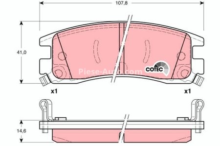 Set plăcuțe frână TRW, spate, pentru: BUICK CENTURY, PARK AVENUE, REGAL, RENDEZVOUZ; CADILLAC ALLANTE, DEVILLE, ELDORADO, SEVILLE, SEVILLE II; CHEVROLET ALERO, IMPALA, LUMINA 2.2-4.9 09.87-09.06