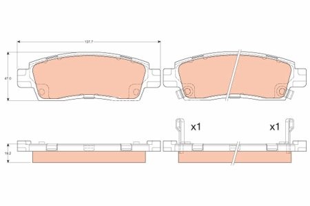 Set plăcuțe frână TRW, spate, pentru: BUICK ENCLAVE; CHEVROLET TRAILBLAZER; ISUZU ASCENDER; SAAB 9-7X 3.6/4.2 09.01-