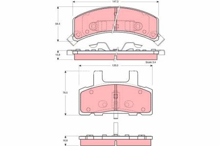 Set plăcuțe frână TRW, față, pentru: CADILLAC ESCALADE; CHEVROLET ASTRO, C1500, C2500, K1500, K2500, SUBURBAN, TAHOE; DODGE CHALLENGER, CHARGER, RAM 1500; GMC YUKON 3.9-6.5D 10.89-