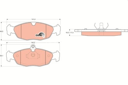 Set plăcuțe frână TRW, față, pentru: CHEVROLET CORSA, LANOS, TIGRA; DAEWOO LANOS, NEXIA; FSO LANOS; OPEL ASTRA F, ASTRA F CLASSIC, ASTRA F/KOMBI, COMBO/MINIVAN, CORSA A 1.0-1.8 09.82-