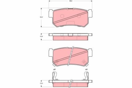 Set plăcuțe frână TRW, spate, pentru: CHEVROLET CAMARO; DAEWOO MUSSO; SSANGYONG KORANDO, MUSSO 2.2D-5.7 10.84-