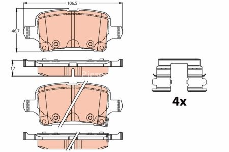 Set plăcuțe frână TRW, spate, pentru: CHEVROLET VOLT; OPEL AMPERA-E, ASTRA K, ASTRA K/KOMBI, INSIGNIA B, INSIGNIA B COUNTRY, INSIGNIA B GRAND SPORT 1.0-Electric 06.15-