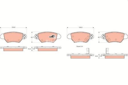 Set plăcuțe frână TRW, spate, pentru: CHEVROLET CORSA; OPEL ASTRA G, ASTRA G CLASSIC, ASTRA G/KOMBI, ZAFIRA A 1.2-2.2D 08.94-12.09