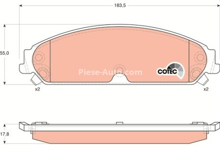 Set plăcuțe frână TRW, față, pentru: CHRYSLER 200, 300C; DODGE CHALLENGER, CHARGER; LANCIA THEMA 2.4-6.4 09.04-