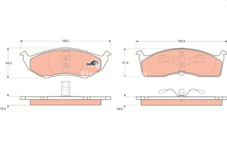 Set plăcuțe frână TRW, față, pentru: CHRYSLER CARAVAN, GRAND VOYAGER III, NEON, NEON II, VISION, VOYAGER III; DODGE CARAVAN, INTREPID, NEON, NEON II; PLYMOUTH NEON, NEON II 1.6-3.8 10.92-