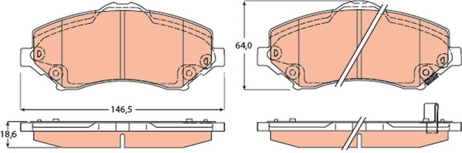 Set plăcuțe frână TRW, față, pentru: CHRYSLER GRAND VOYAGER V, TOWN & COUNTRY, VOYAGER V; DODGE GRAND, JOURNEY, NITRO; FIAT FREEMONT; JEEP CHEROKEE, COMPASS, WRANGLER III 2.0D-4.0 08.03-