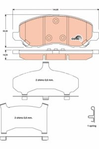 Set plăcuțe frână TRW, față (cu suplimente), pentru: CHRYSLER 200, SEBRING; DODGE AVENGER, CALIBER; JEEP COMPASS, PATRIOT; MITSUBISHI ASX, ECLIPSE III, ECLIPSE IV, GALANT IX 1.3-3.8 09.96-