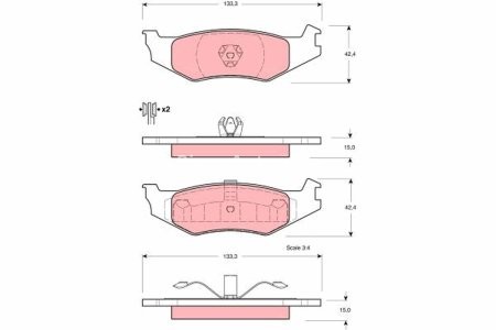 Set plăcuțe frână TRW, spate, pentru: CHRYSLER CONCORDE, DAYTONA, LE BARON, LHS, NEW YORKER, SARATOGA, VISION; DODGE INTREPID; PLYMOUTH SUNDANCE 2.2-3.5 03.86-09.03
