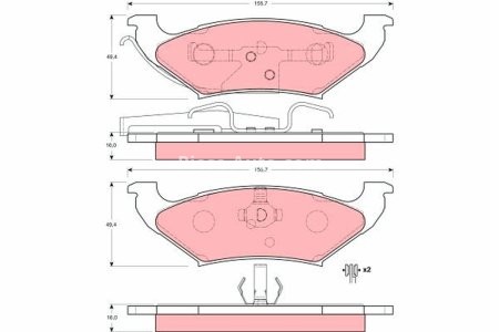 Set plăcuțe frână TRW, spate, pentru: CHRYSLER VOYAGER III; DODGE CARAVAN; LINCOLN CONTINENTAL, CONTINENTAL TOWN CAR, TOWN CAR II; PLYMOUTH VOYAGER 2.0-4.6 10.90-12.02