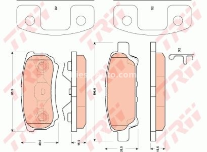 Set plăcuțe frână TRW, spate, (cu suplimente), pentru: CHRYSLER 200, SEBRING; DODGE AVENGER, CALIBER; JEEP COMPASS, PATRIOT 1.8-3.6ALK 06.06-