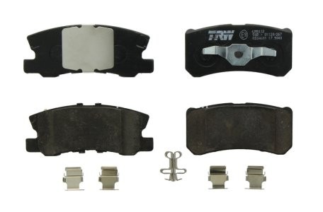 Set plăcuțe frână TRW, spate, (cu suplimente), pentru: CHRYSLER 200, SEBRING; DODGE AVENGER, CALIBER; JEEP COMPASS, PATRIOT; LANCIA FLAVIA; MITSUBISHI ASX, ENDEAVOR, GRANDIS 1.6-3.8 01.03-