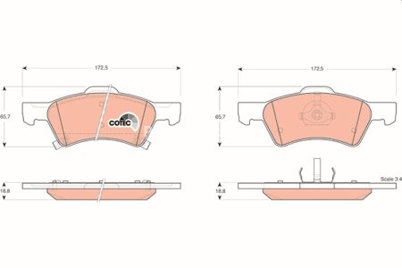 Set plăcuțe frână TRW, față, pentru: CHRYSLER RAM, VOYAGER IV; DODGE CARAVAN 2.4-3.8 02.00-07.09