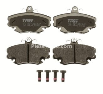Set plăcuțe frână TRW, față (cu accesorii; cu șuruburi de ghidare etrier frână), pentru: DACIA LOGAN, LOGAN EXPRESS, LOGAN MCV, SANDERO; RENAULT 19 I, 19 I CHAMADE 1.1-Electric 07.85- 3