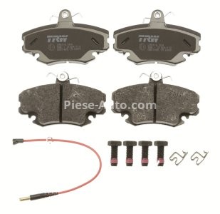 Set plăcuțe frână TRW, față (cu accesorii; cu șuruburi de ghidare etrier frână), pentru: DACIA LOGAN, LOGAN MCV, SANDERO; RENAULT 11, 18, 18 VARIABLE, 19 I 1.0-Electric 04.78- 3