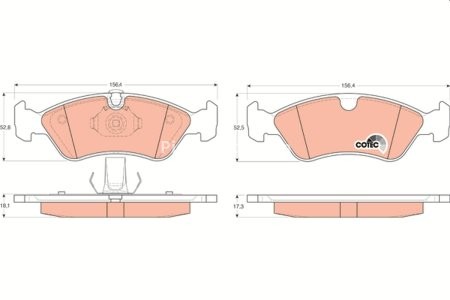 Set plăcuțe frână TRW, față, pentru: DAEWOO CIELO, ESPERO, LANOS, NEXIA; OPEL ASTRA F, ASTRA F CLASSIC, ASTRA F/KOMBI, CALIBRA A, COMBO/MINIVAN, KADETT E, OMEGA A, VECTRA A 1.3-2.5 09.86-