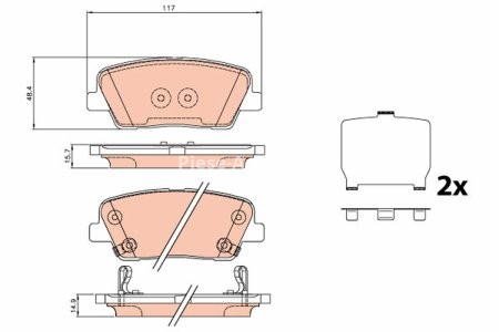 Set plăcuțe frână TRW, spate, pentru: FIAT 500X; HYUNDAI GENESIS; JEEP COMPASS, RENEGADE; SSANGYONG MUSSO 1.0-3.8 01.08-