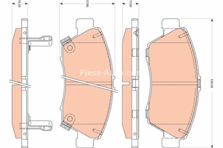 Set plăcuțe frână TRW, față (cu suplimente), pentru: HONDA CIVIC VIII 1.3H 01.06-12.12