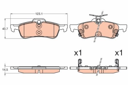 Set plăcuțe frână TRW, spate, pentru: HONDA CIVIC IX 1.4-2.2D 02.12-12.16