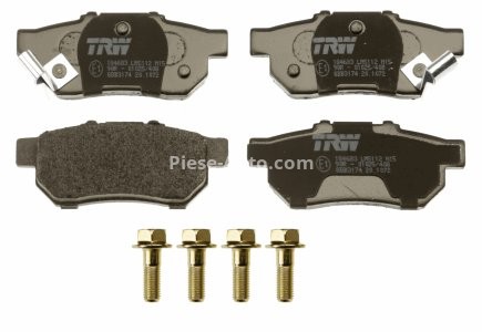 Set plăcuțe frână TRW, spate, (cu accesorii; cu șuruburi de ghidare etrier frână), pentru: HONDA CITY IV, CITY V, CIVIC V, CIVIC VI, CRX III, JAZZ II, JAZZ III, JAZZ IV 1.2-1.6 10.84- 3