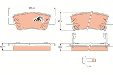 Set plăcuțe frână TRW, spate, (cu accesorii; cu șuruburi de ghidare etrier frână), pentru: HONDA CR-V III 2.0/2.2D/2.4 06.06-
