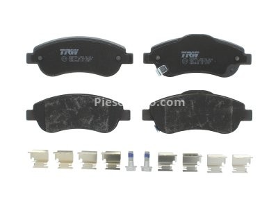 Set plăcuțe frână TRW, față (cu accesorii; cu șuruburi de ghidare etrier frână), pentru: HONDA CR-V III, CR-V IV 1.6D-2.4 06.06-