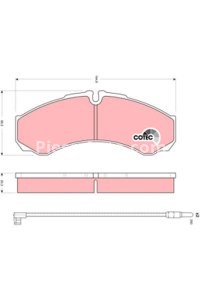 Set plăcuțe frână TRW, față / spate, pentru: IVECO DAILY II, DAILY III; RVI MASCOTT; RENAULT MASCOTT, MASTER PRO, TWINGO II 1.2-3.0D 01.89-