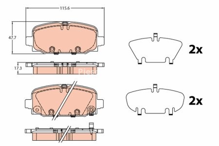 Set plăcuțe frână TRW, spate, (cu suplimente), pentru: JEEP COMPASS 1.4-2.4 03.17-