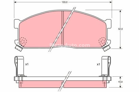 Set plăcuțe frână TRW, față, pentru: KIA BESTA, BONGO, K2500, K2700; MAZDA E 2.0-2.9D 11.87-