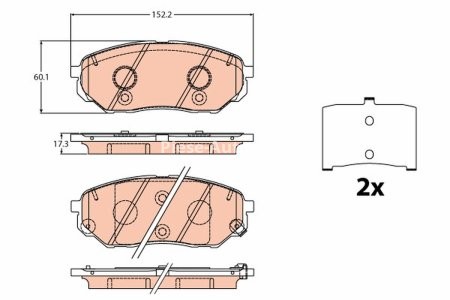 Set plăcuțe frână TRW, față, pentru: KIA SORENTO III 2.0D/2.2D/2.4 01.15-