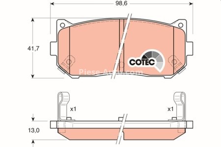 Set plăcuțe frână TRW, spate, pentru: KIA CARENS I, CARENS II, CERATO I, CLARUS, SEPHIA, SEPHIA II, SHUMA, SHUMA I, SHUMA II 1.5-2.0D 01.95-