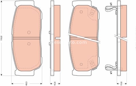 Set plăcuțe frână TRW, spate, pentru: SSANGYONG KYRON, REXTON W / REXTON, RODIUS I, RODIUS II, STAVIC 2.0D-3.2 05.05-